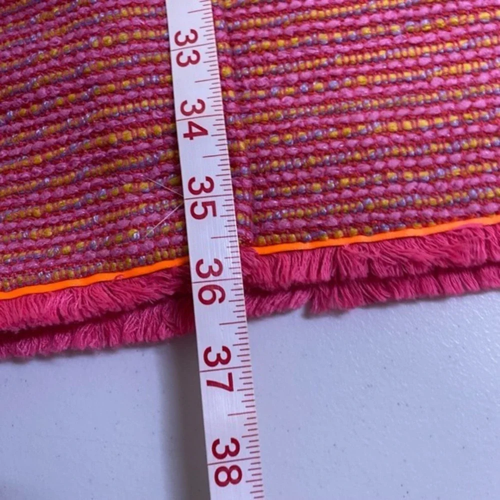 J Crew Sheath Dress 00‎ Pink Neon Fringe Tweed Sleeveless Old Money Preppy